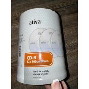 New Factory Sealed 100 PK Ativa CD-R‎ 52x 700MB 80MIN